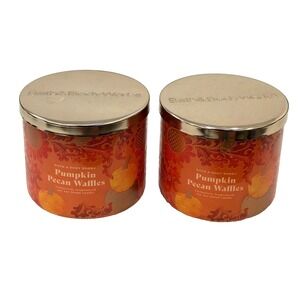 Bath & Body Works Pumpkin Waffle Pecans Candles 3 Wick New 14.5 ounce Set of 2